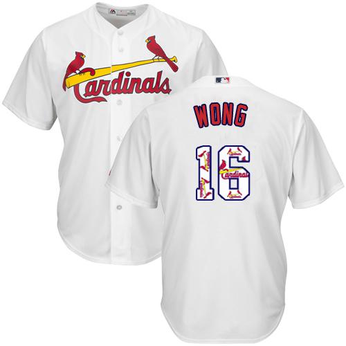 Cardinals #16 Kolten Wong White Team Logo Fashion Stitched MLB Jersey